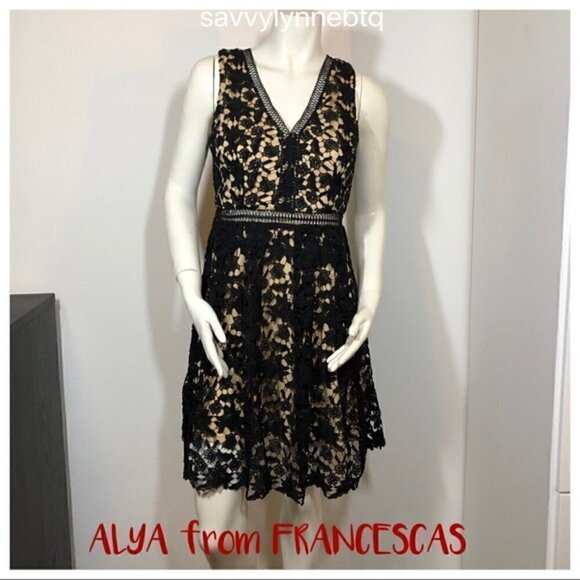 ALYA FRANCESCA'S Black Nude Fit & Flare Dress - Picture 2 of 7